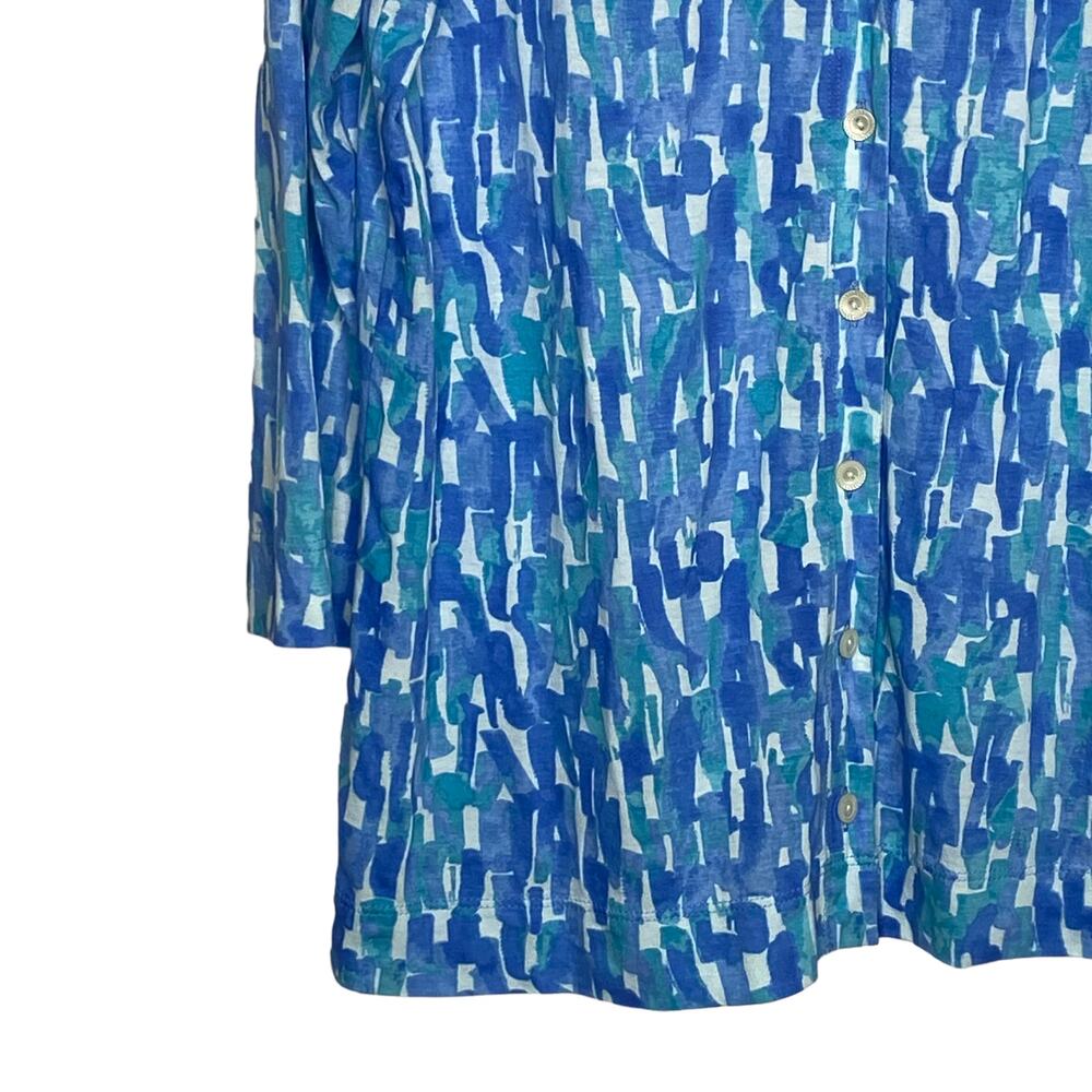 J Jill Womens Size Medium Blue Printed Extra Fine Pima Cotton Cardigan Artsy‎ - Picture 4 of 9